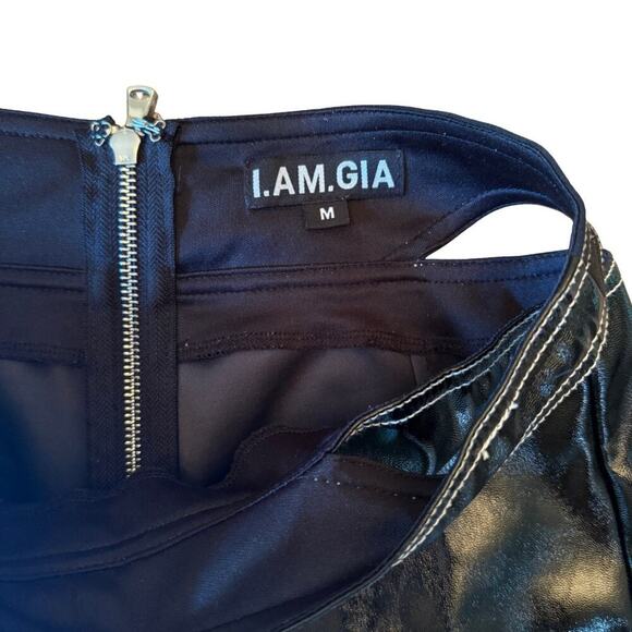 I.AM.GIA Paris Pants Black Vinyl Cutout Trousers Size M 796W - Picture 9 of 14